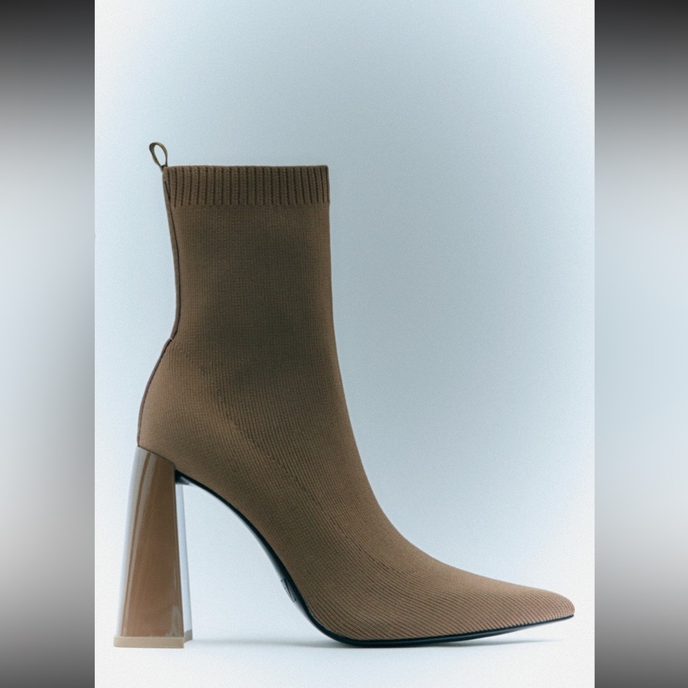 Zara Brown Sock Boots Size 7 1/2